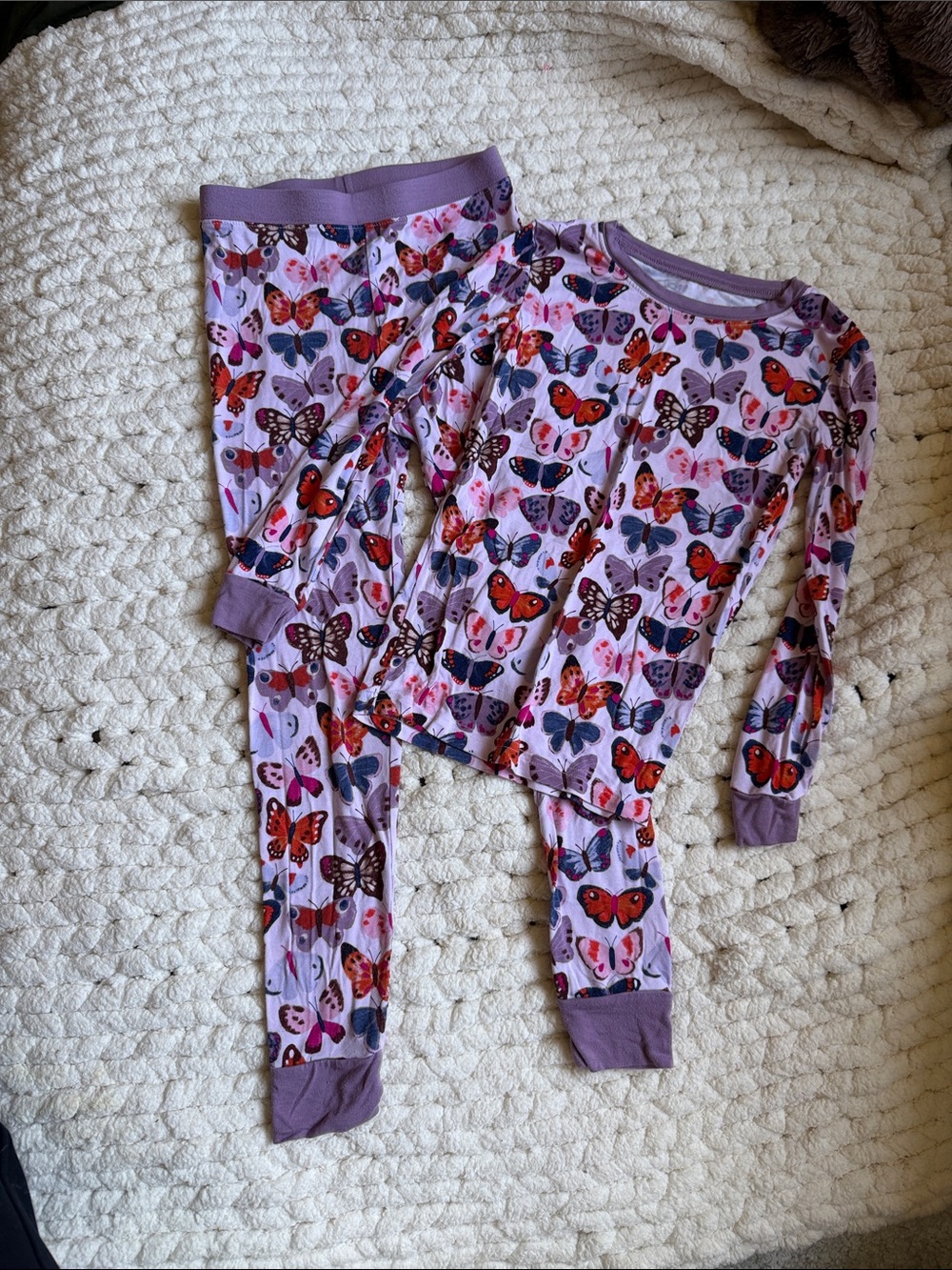 Little Sleepies Purple Butterfly Print Long-Sleeve Pajama Set